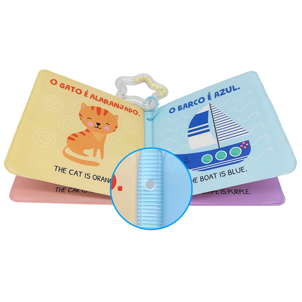 Early Educational Bath Book with Pentagram Rattle for Baby PEVA Bath Book Waterproof Bath Book with Rattling Sound