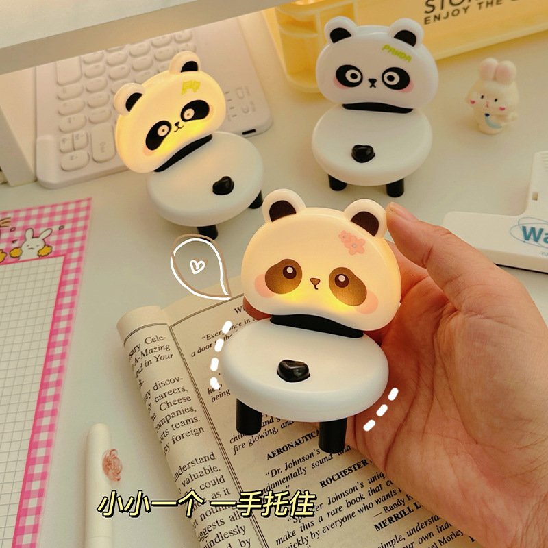 Cute Little Panda Chair Night Light Battery Operated LED Book Night Lamp Student Desktop Accessories Reading Light Gift