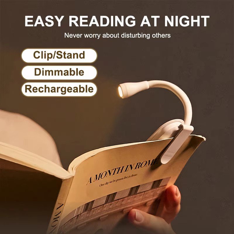 Portable LED Book Lights USB Rechargeable Eye Protection Night Light Mini 360°Clip-On Desk Reading Lamp Travel Bedroom
