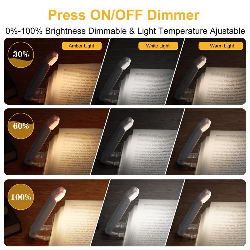 LED Foldable Clip on Book Lights Head Adjustable LED Reading Lamp