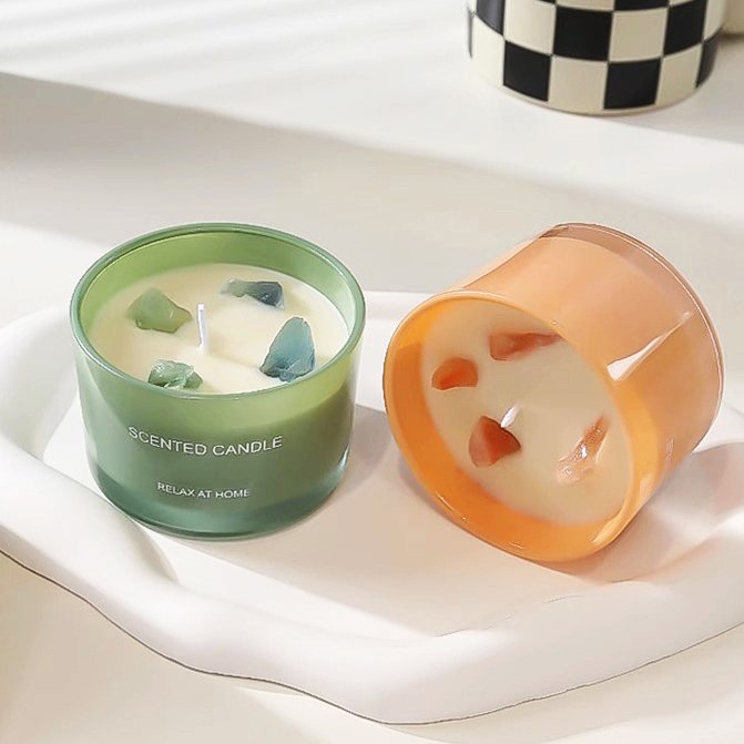 Luxury Custom aromatherapy Crystal infused gem stone candle Soy Wax Aromatic Scented Candles jar Home Decor aromatherapy Candles