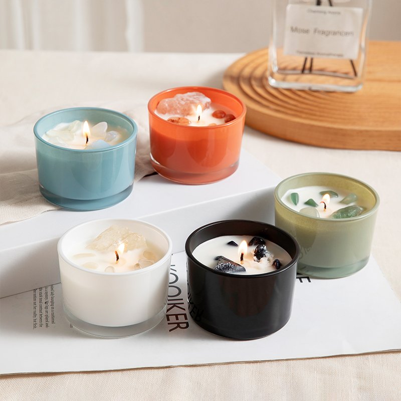 Luxury Custom aromatherapy Crystal infused gem stone candle Soy Wax Aromatic Scented Candles jar Home Decor aromatherapy Candles
