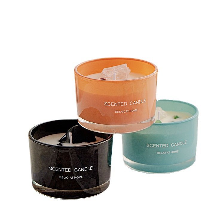 Luxury Custom aromatherapy Crystal infused gem stone candle Soy Wax Aromatic Scented Candles jar Home Decor aromatherapy Candles