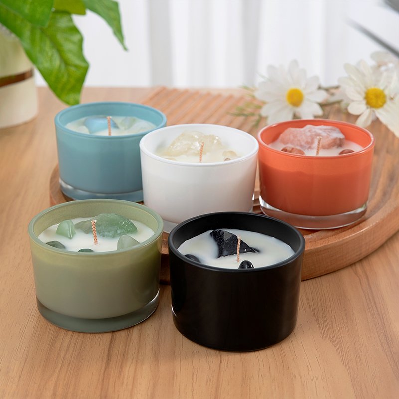 Luxury Custom aromatherapy Crystal infused gem stone candle Soy Wax Aromatic Scented Candles jar Home Decor aromatherapy Candles