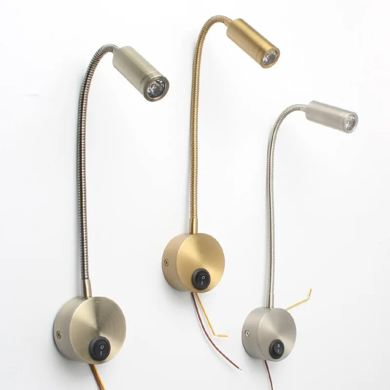 Bedside Working Study Reading Lamp Wall Lamp Sconces 3W LED Book Lamp Wall Night Light Fixtures Spot LED Gooseneck Reading Light