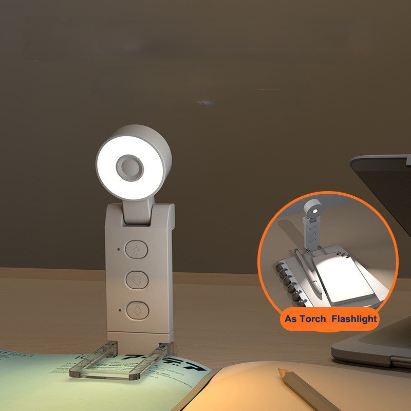 Customizable USB Rechargeable Book Lamp Foldable LED Desk Light with Clip for Eye Protection for Reading Bed & Hotels