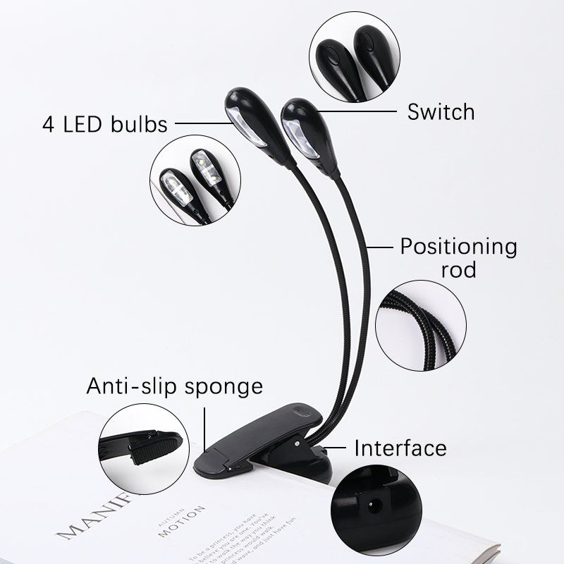 Music Stand Light Clip on LED Book Lights Reading Light Lamp in Bed High Brightness Ideal for Musician Piano Player Kids Travel