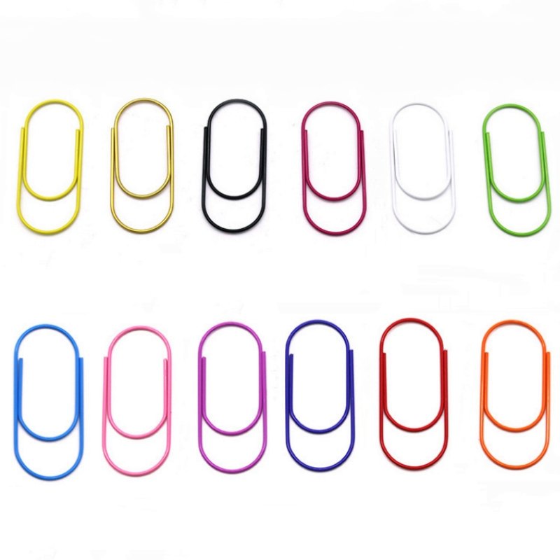 Colorful 50mm Paper Clip Plastic-coated Clips Widened Fat Paper Clips Colored Large Paperclips Bookmark for Home Office School
