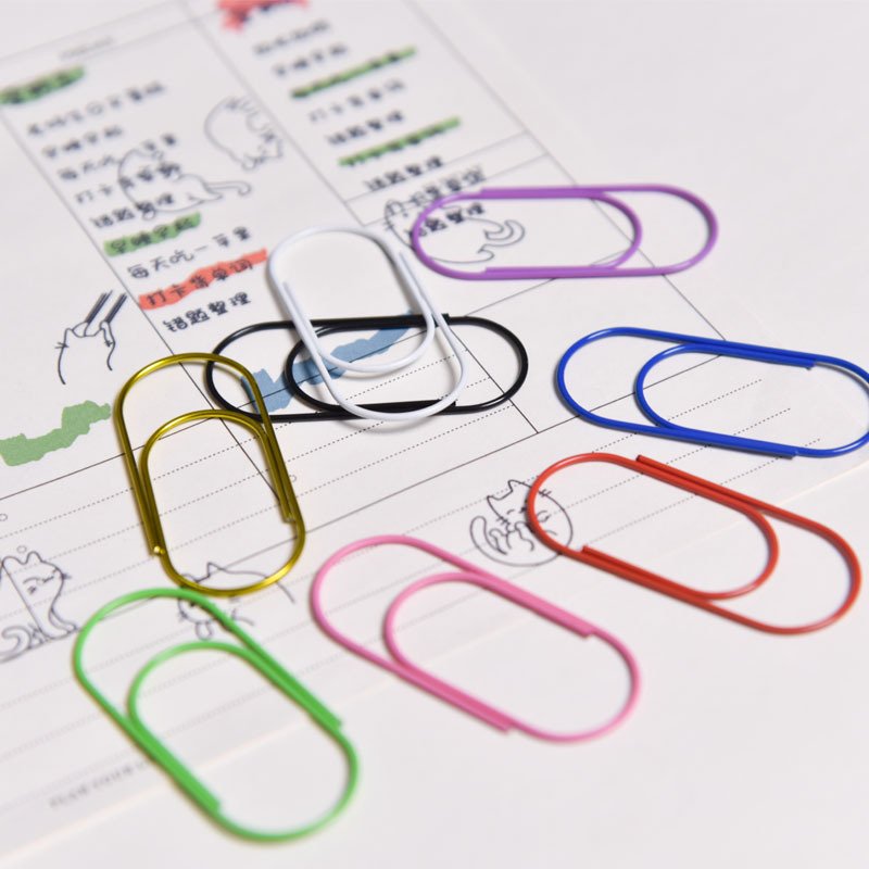 Colorful 50mm Paper Clip Plastic-coated Clips Widened Fat Paper Clips Colored Large Paperclips Bookmark for Home Office School