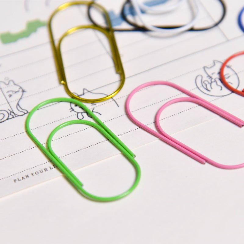 Colorful 50mm Paper Clip Plastic-coated Clips Widened Fat Paper Clips Colored Large Paperclips Bookmark for Home Office School