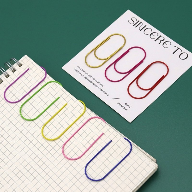 Colorful 50mm Paper Clip Plastic-coated Clips Widened Fat Paper Clips Colored Large Paperclips Bookmark for Home Office School