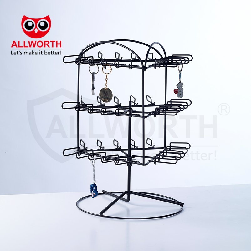 Light Duty Space-saving Multi-functional Metal Display Shelf Rack Wire Mesh Panel for Sundries with Hooks