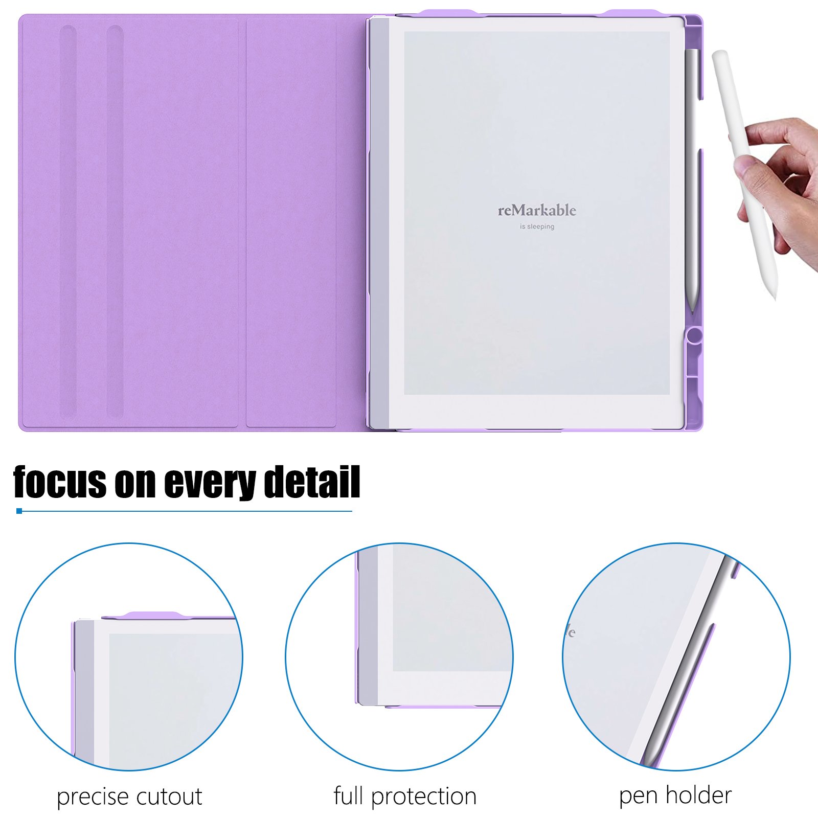 NET-CASE Case for Remarkable 2 Paper Tablet- Multi-Viewing Adjustable Folding Book Folio Cover - with Built-in Pen Holder