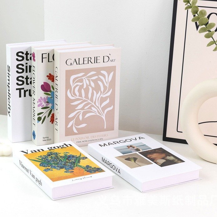 Simple Simulation Foldable Fake Book Soft Home Ornament with English Art Design for Book Model Wind Decoration