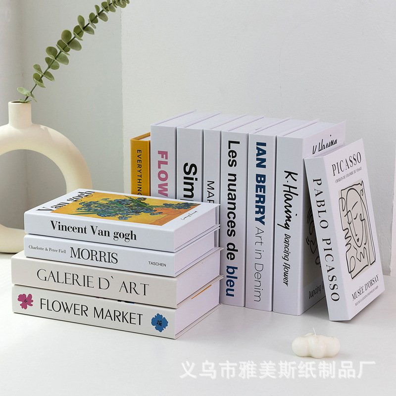 Simple Simulation Foldable Fake Book Soft Home Ornament with English Art Design for Book Model Wind Decoration
