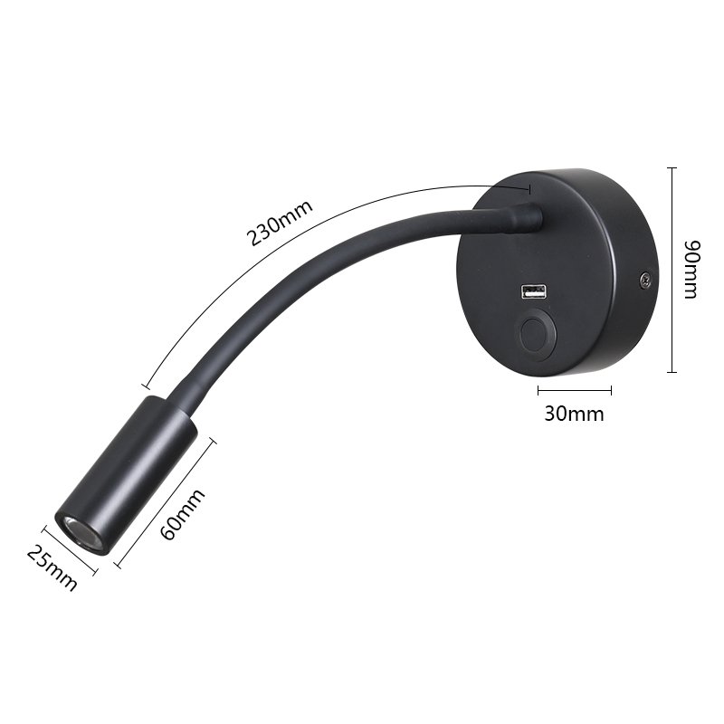 Touch wall reading light Hotel bedside Wall Lamps With USB Outlet Bedroom Headboard Reading Light