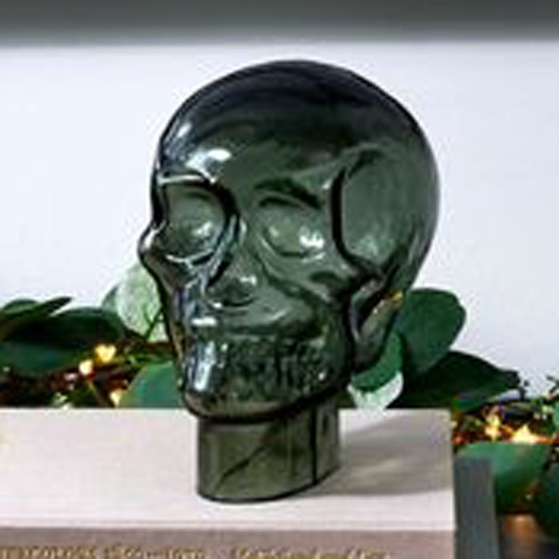Trendy Metal Gold Skulls Face on Marble Base Autumn Decorative Halloween Gifting Supply Quantity Celebration