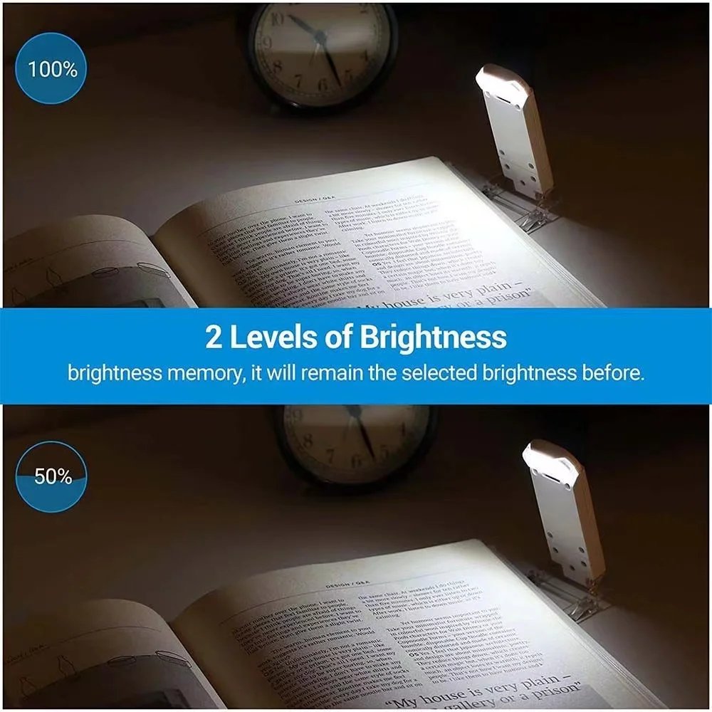 Adjustable Mini LED Bookmark Read Light USB Rechargeable Book Reading Light Brightness Eye Protection Clip Portable Book Light