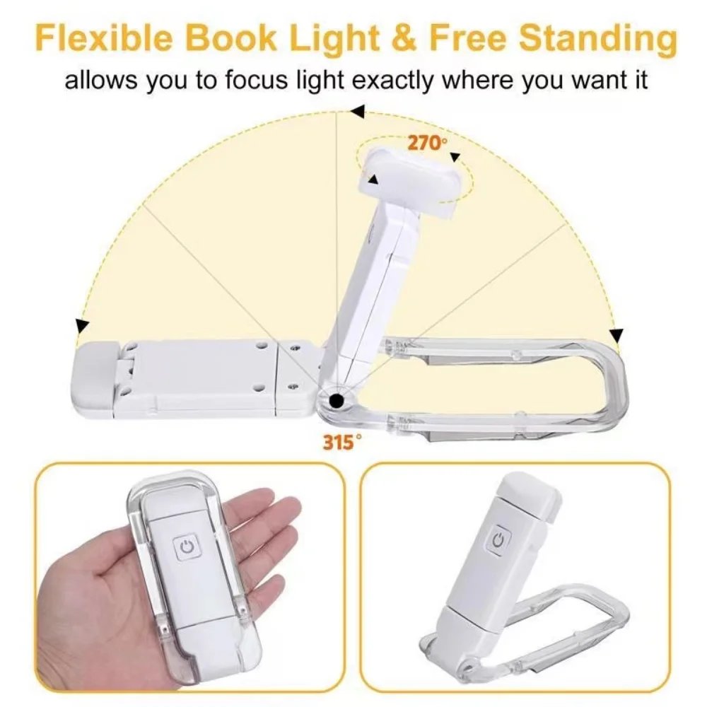 Adjustable Mini LED Bookmark Read Light USB Rechargeable Book Reading Light Brightness Eye Protection Clip Portable Book Light