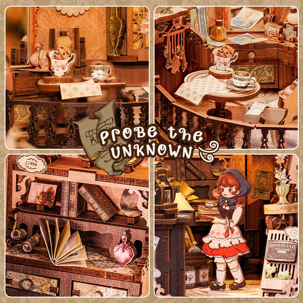 Cutebee 3D Wooden Puzzle Touch Sensor on Led Night Light Grandfather's Antiques Store Book Nook Kit Use As a Gift