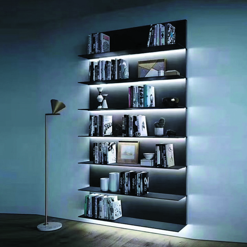 Custom Wall Floating L-shaped Shelf Home Aluminum Display Shelf With Led Light