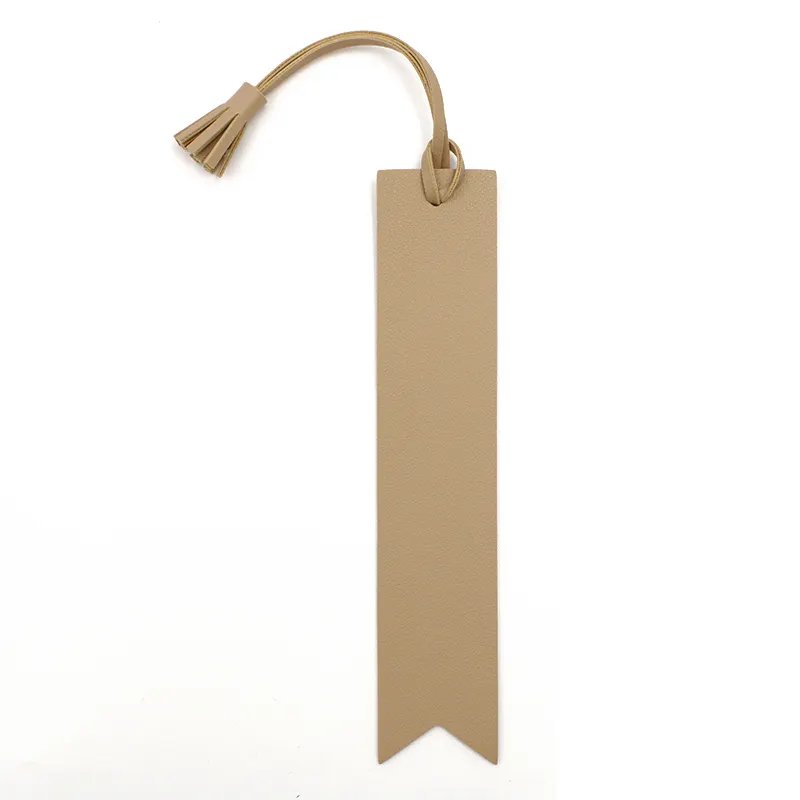RTS PU Leather Strip-shaped Bookmark Creative Leather Solid Color Tassel Page Bookmarks Reading Page Marker For Book Lovers