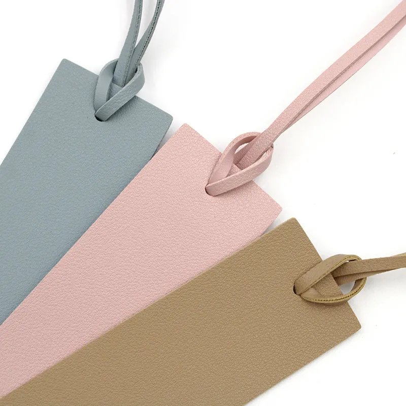 RTS PU Leather Strip-shaped Bookmark Creative Leather Solid Color Tassel Page Bookmarks Reading Page Marker For Book Lovers