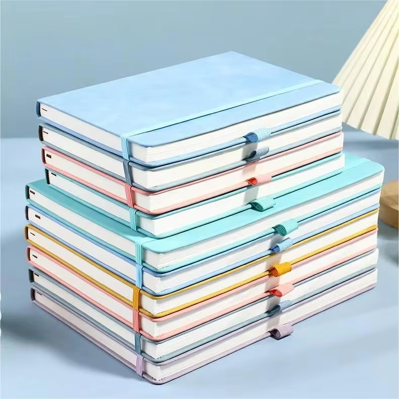 X1024 Wholesale Custom Logo A5 Notebook Elastic Strap Pen Holder PU Leather Journals Notebook Hardcover Diary Note books
