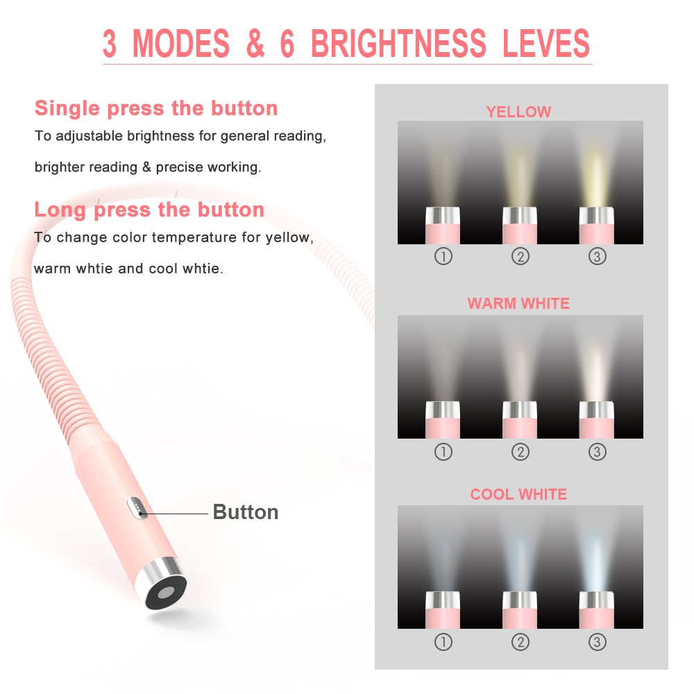 Hot Selling Flexible Rechargeable Led Book Lights Neck Reading Lamp For Reading In Bed Camping Light