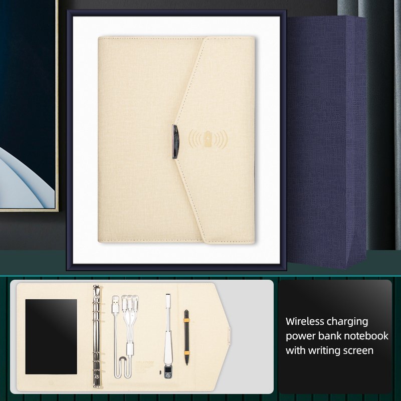 Big writing screen notepad with LED lamp 12000mah business class power bank light charging notebook