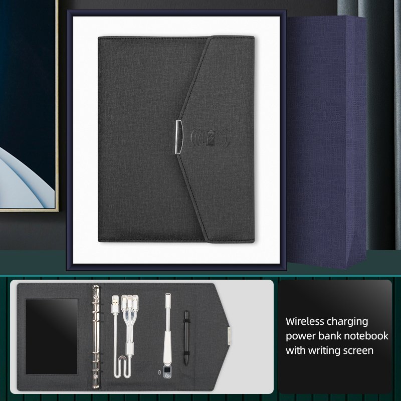 Big writing screen notepad with LED lamp 12000mah business class power bank light charging notebook