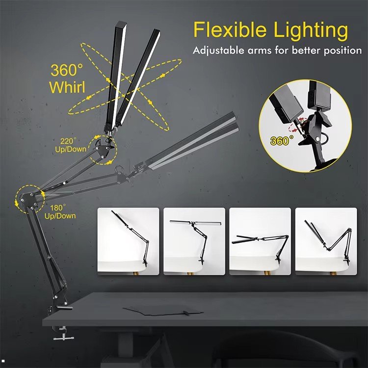 USB clip on lamp led eye care desk10 speed dimmer color adjustable reading lamp bedroom bedside lamp factory direct supply