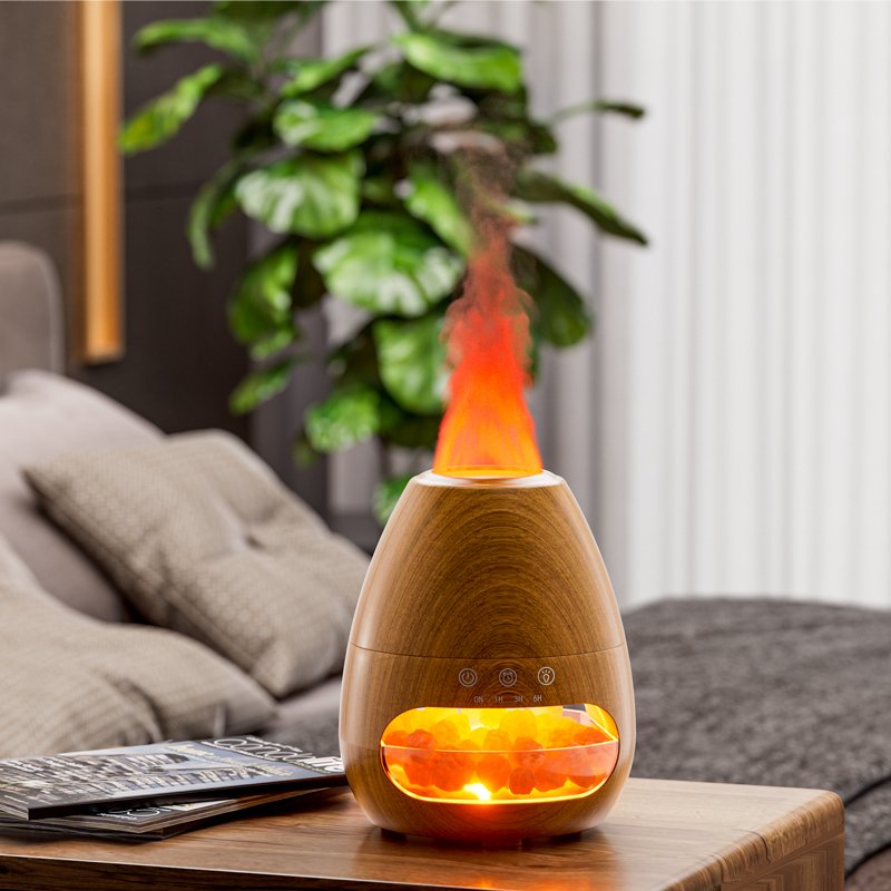 Natural air purifier 2024 Popular Flame Diffuser Night Light Gift Set Decor Himalayan Salt Lamp Aroma Fire Flame Humidifier