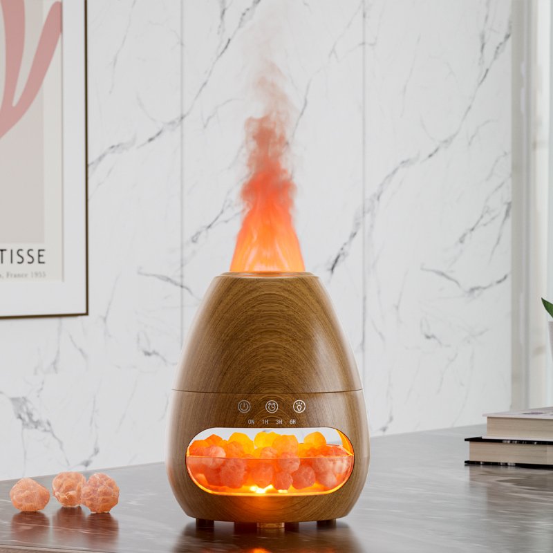 Natural air purifier 2024 Popular Flame Diffuser Night Light Gift Set Decor Himalayan Salt Lamp Aroma Fire Flame Humidifier