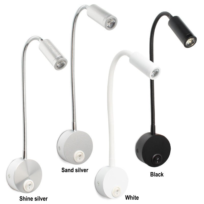 led hotel gooseneck wall lamps 3W led bed wall reading light led bedside book lamp for villa hotel
