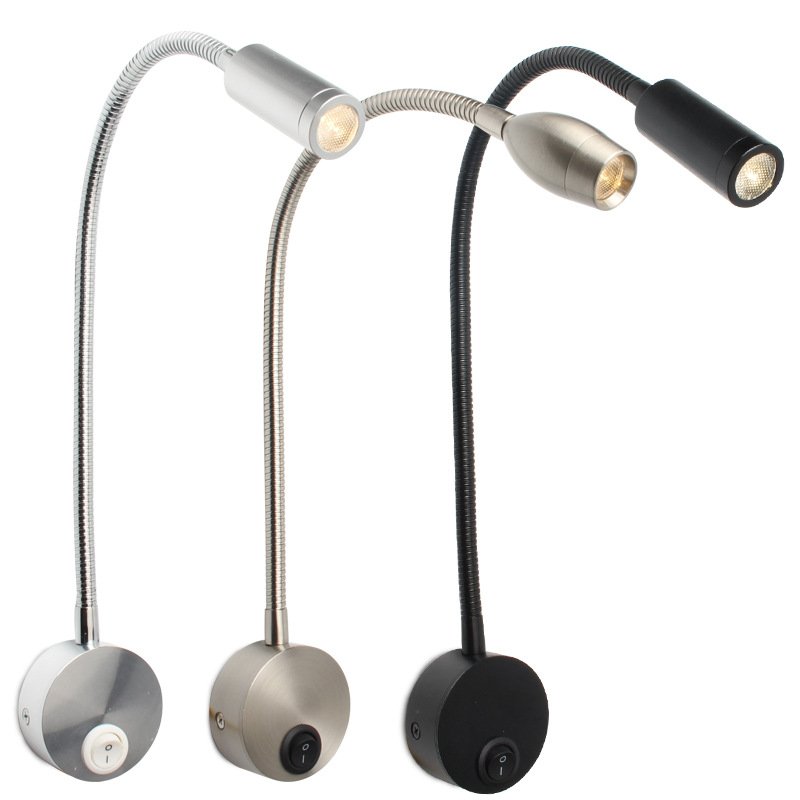 led hotel gooseneck wall lamps 3W led bed wall reading light led bedside book lamp for villa hotel