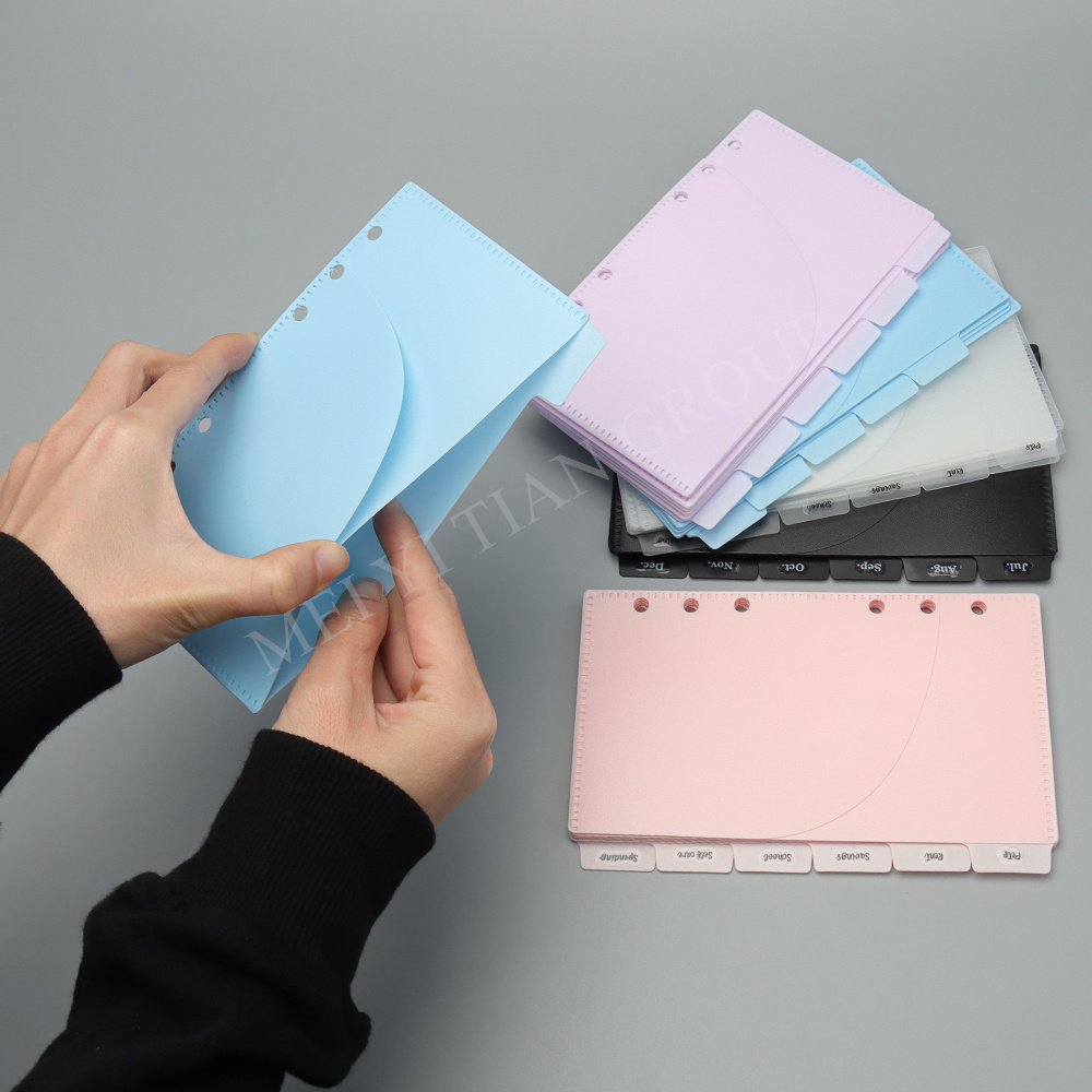 Custom A6 A7 PP Cash Envelopes 2 Pockets Zipless Money Envelopes Loose Leaf 6 Holes Cash Budget Envelope Tabs Index Divider Page