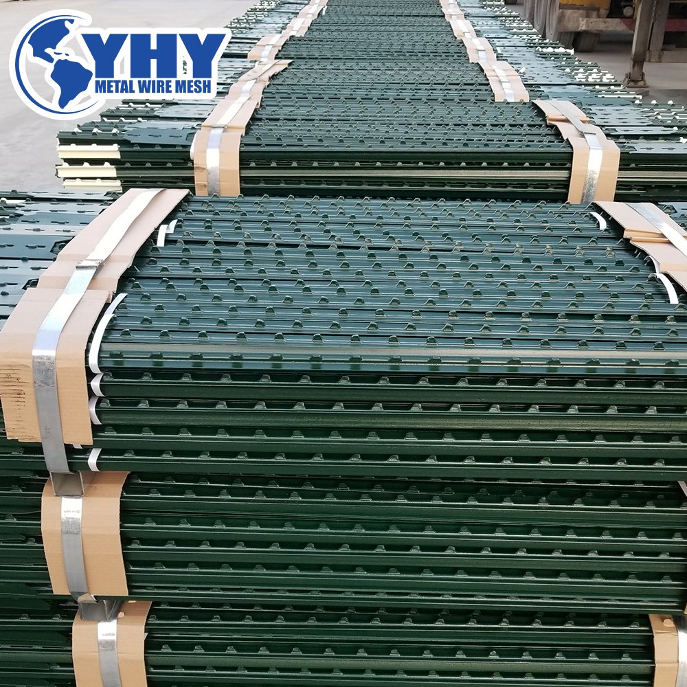 1.25lb/ft 6 feet heavy duty cheap fence green spraying T type sdudded post