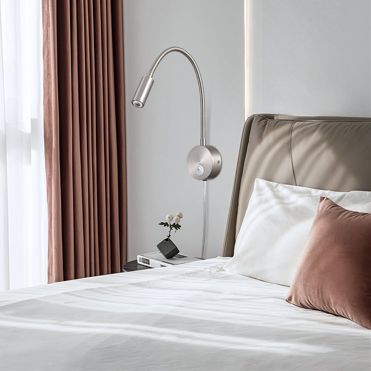 modern led wall mounted reading lights with 3 color temperature adjustable hotel headboard book light for reading in bed