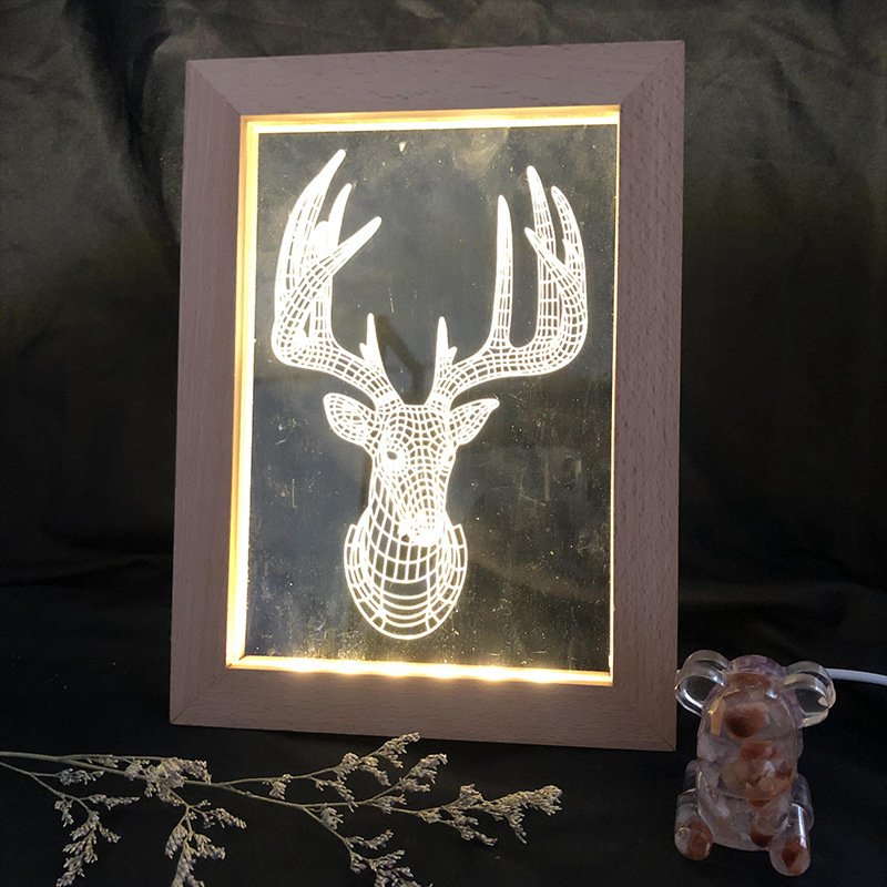 3D Visual Wooden Night Light LED Photo Frame Camera Image Lamp Bedroom Bedside Decoration Creative Gifts 3d Night light Lamp