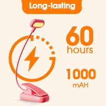 LOHAS Pink Color Clip On Read Book Light Lamps Cute Flexible Portable USB Rechargeable Reading Lights in Bed