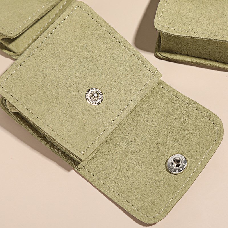 6*6*2.3 cm luxury ultra light durable screen printing customizable microfiber jewelry bag earring pouch with two inner pockets