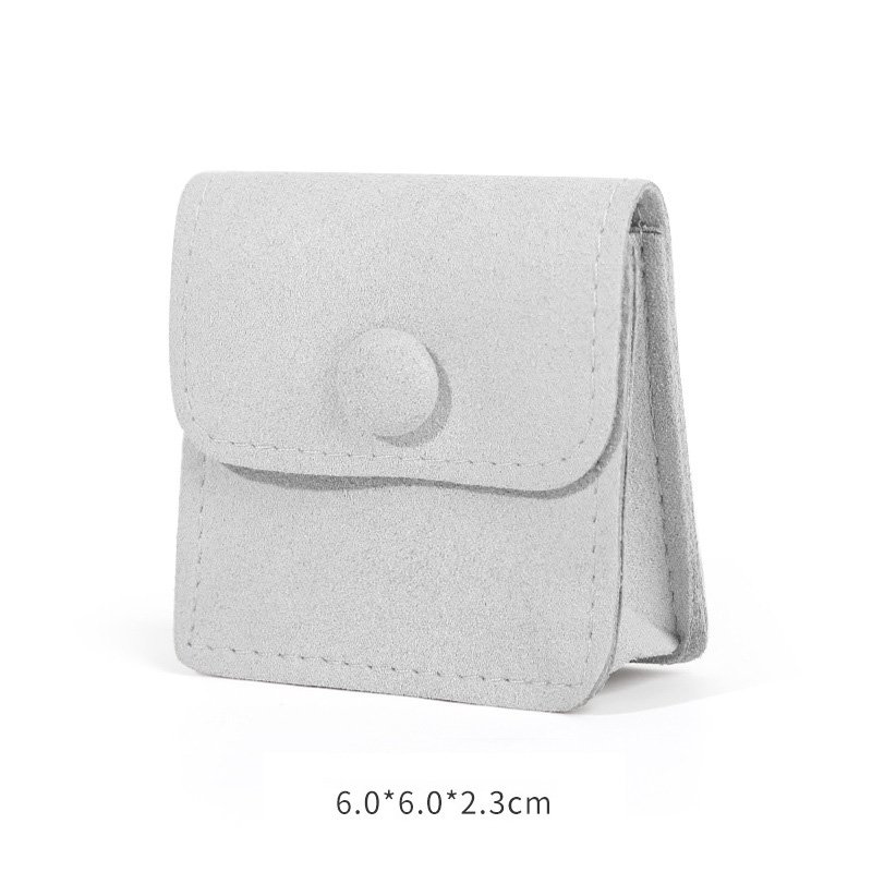 6*6*2.3 cm luxury ultra light durable screen printing customizable microfiber jewelry bag earring pouch with two inner pockets