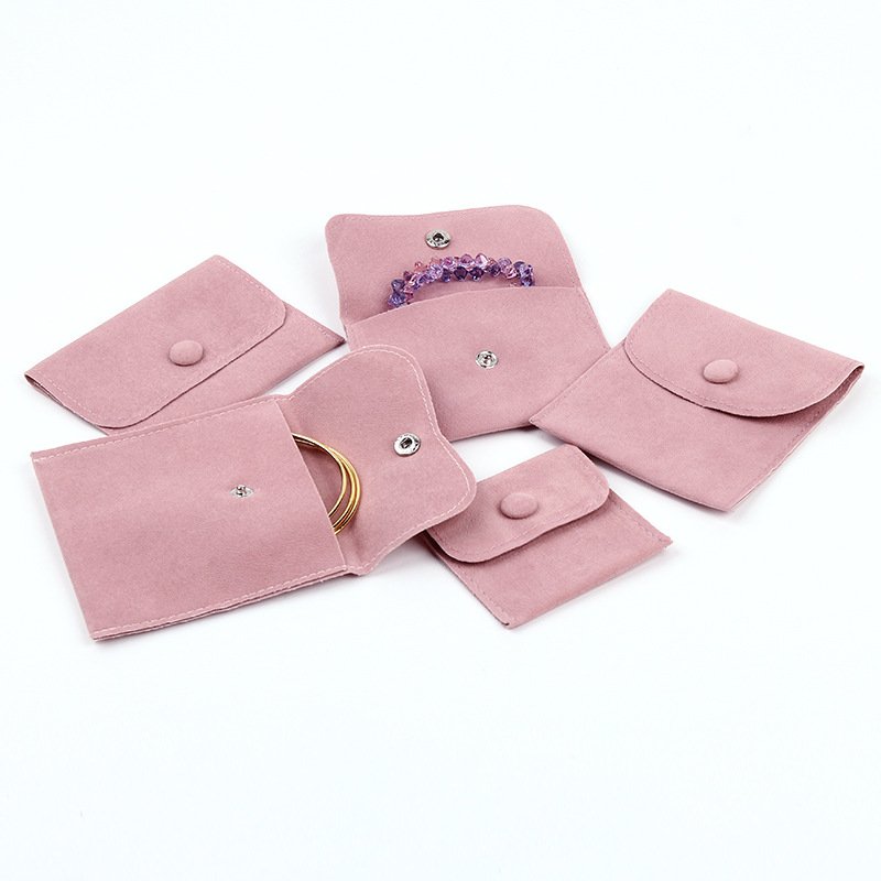 6*6*2.3 cm luxury ultra light durable screen printing customizable microfiber jewelry bag earring pouch with two inner pockets