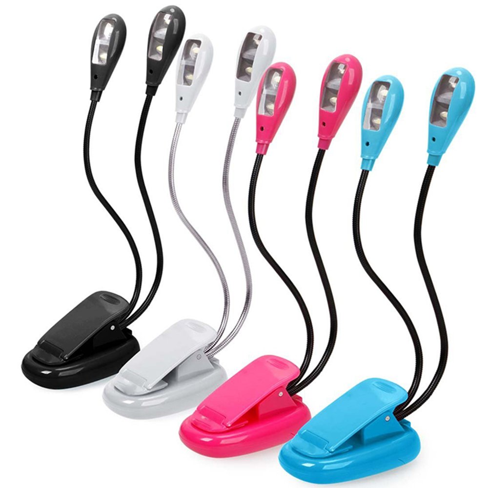 With Clip Stand Flexible 2 Arm Brightness 4 Led Book Reading Light