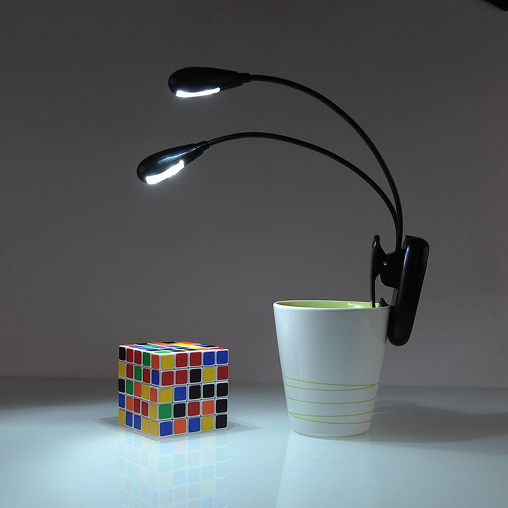 With Clip Stand Flexible 2 Arm Brightness 4 Led Book Reading Light