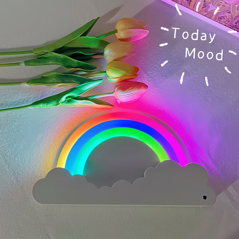 Rainbow night light colorful bedside lamp romantic bedroom atmosphere decoration
