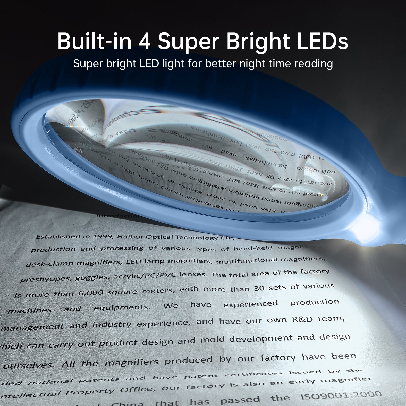 HD Reading Book Mobile Phone Large Lighted Handheld Illuminated Magnifier with 4 LED Lights