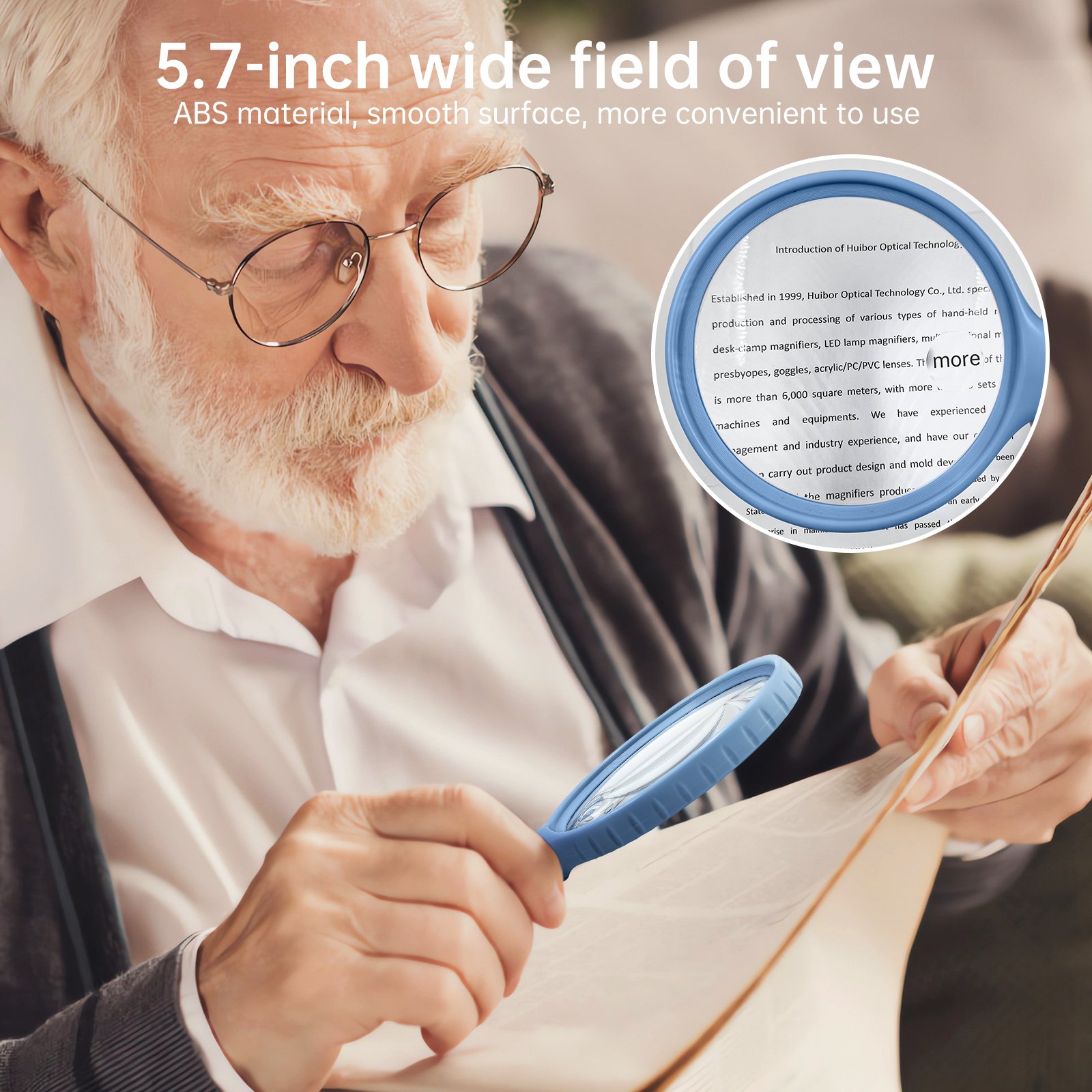 HD Reading Book Mobile Phone Large Lighted Handheld Illuminated Magnifier with 4 LED Lights