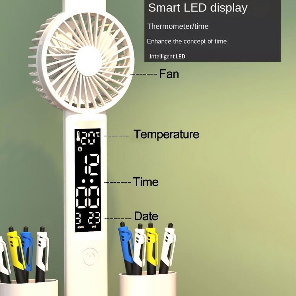 Foldable USB Small Dimmable Eye Protection LED bedroom Reading Study With Fan Pen Container night table desk light lamp